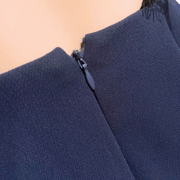 BCBGeneration Navy Blue Black Lace Inset Pleated Skirt Cutout Side Mini Dress 2 - Picture 9 of 15